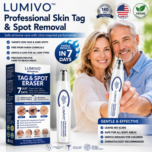 LUMIVO™👩‍⚕️ 𝟕-𝐃𝒂𝘆 𝐒𝗸𝐢𝐧 𝐓𝒂𝗴 & 𝐒𝐩𝙤𝐭 𝐄𝐫𝒂𝐬𝙚𝐫 Painless & Scar-Free Advanced Imperfection Removal Rollerball Pen