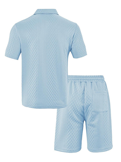 ⏱️Second item 40% off🔥Men's Solid Polo Shirt & Drawstring Waist Shorts Set